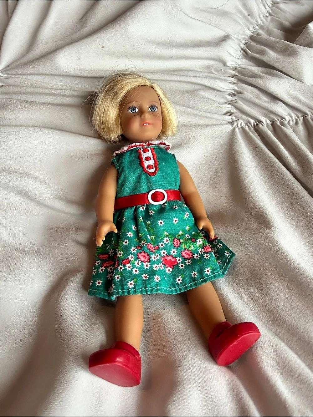 American Girl Doll Kit Mini Doll Floral Dress Green & Red